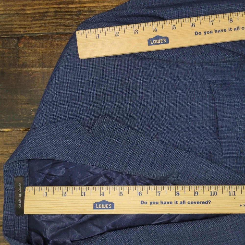 Calvin Klein Men's Sport Coat‎ Blazer Two Button Navy Blue Checked Wool Size 44R